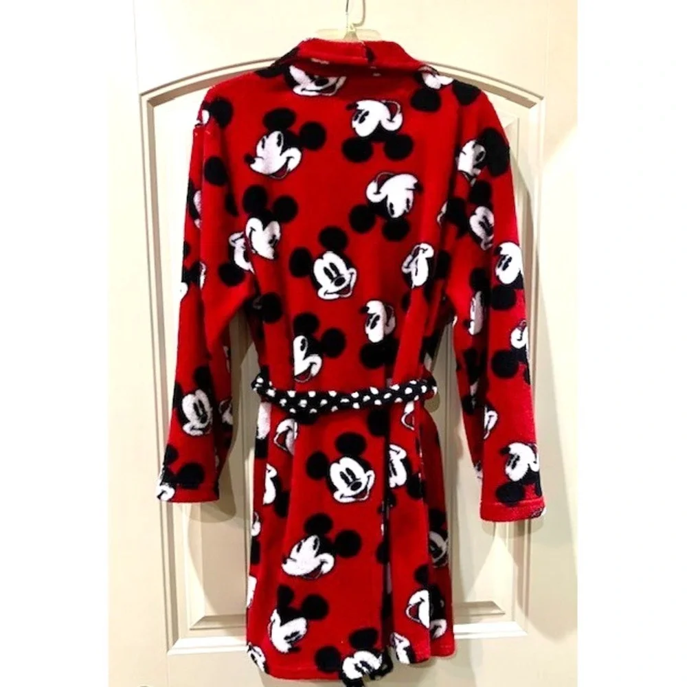 Disney Mickey Mouse Small Bath Robe Red Lounge Boy Or Girl Soft See Measurements